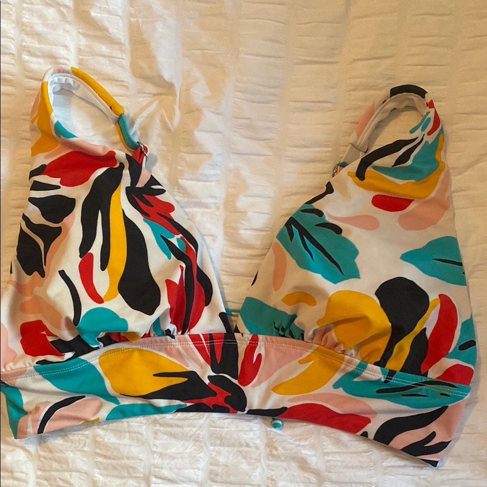 Colorful Abstract Print Plunging Bikini Top